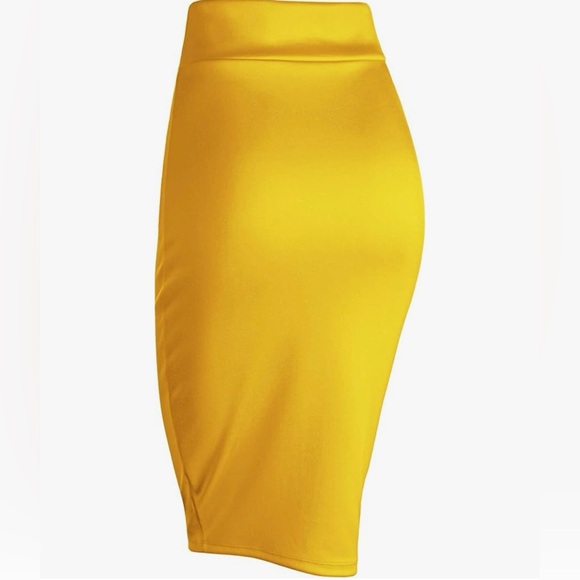 Women's Elastic Waist Stretch Bodycon Midi Knee Length Pencil Skirt for Office - Picture 4 of 5